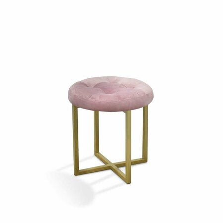 KD MUEBLES DE DORMITORIO 17 in. Pink Velvet Tufted Mid Century Accent Chair KD2458961